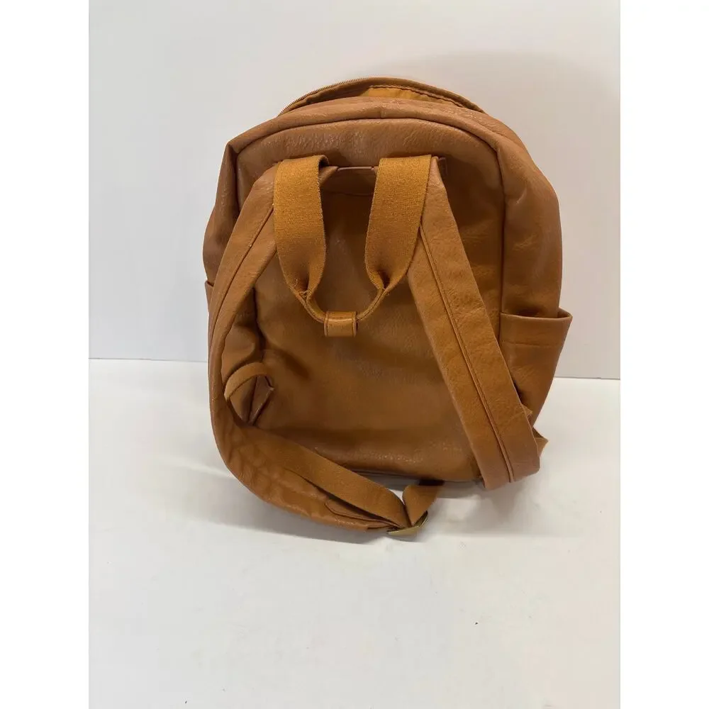 Universal Thread Women’s Cognac Brown Faux Leather Backpack Zip Pocket Bag